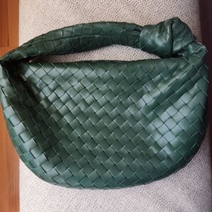 Woven bag/lambskin leather